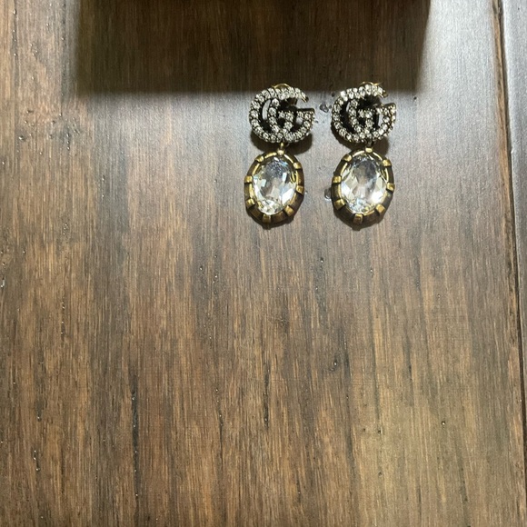 Gucci Marmot Crystal Silver Antique Gold Drop Earrings OS - Picture 2 of 4